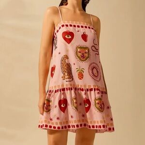 Pink Sleeveless Dress with Graphic Print